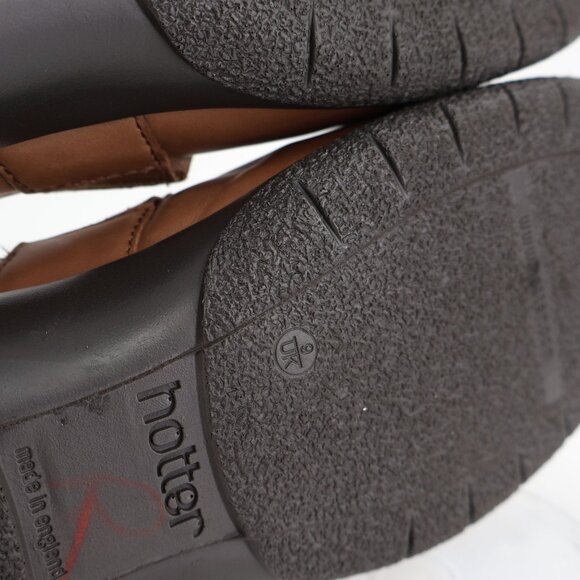 Hotter Sweet Women's Mary Jane Flats Size 11 Brown Leather Slip On Comfy Shoe - Picture 9 of 14